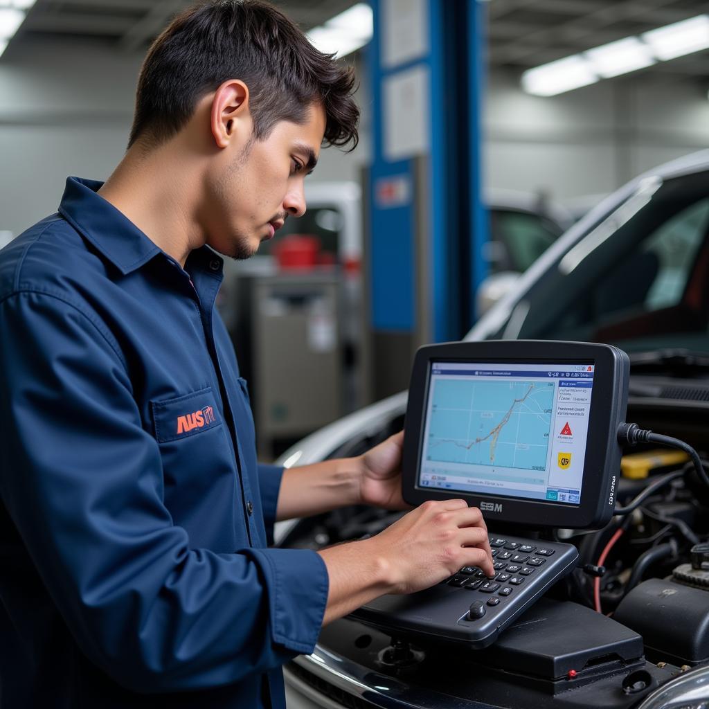 Mechanic Inspecting Car in Wazirpur Faridabad