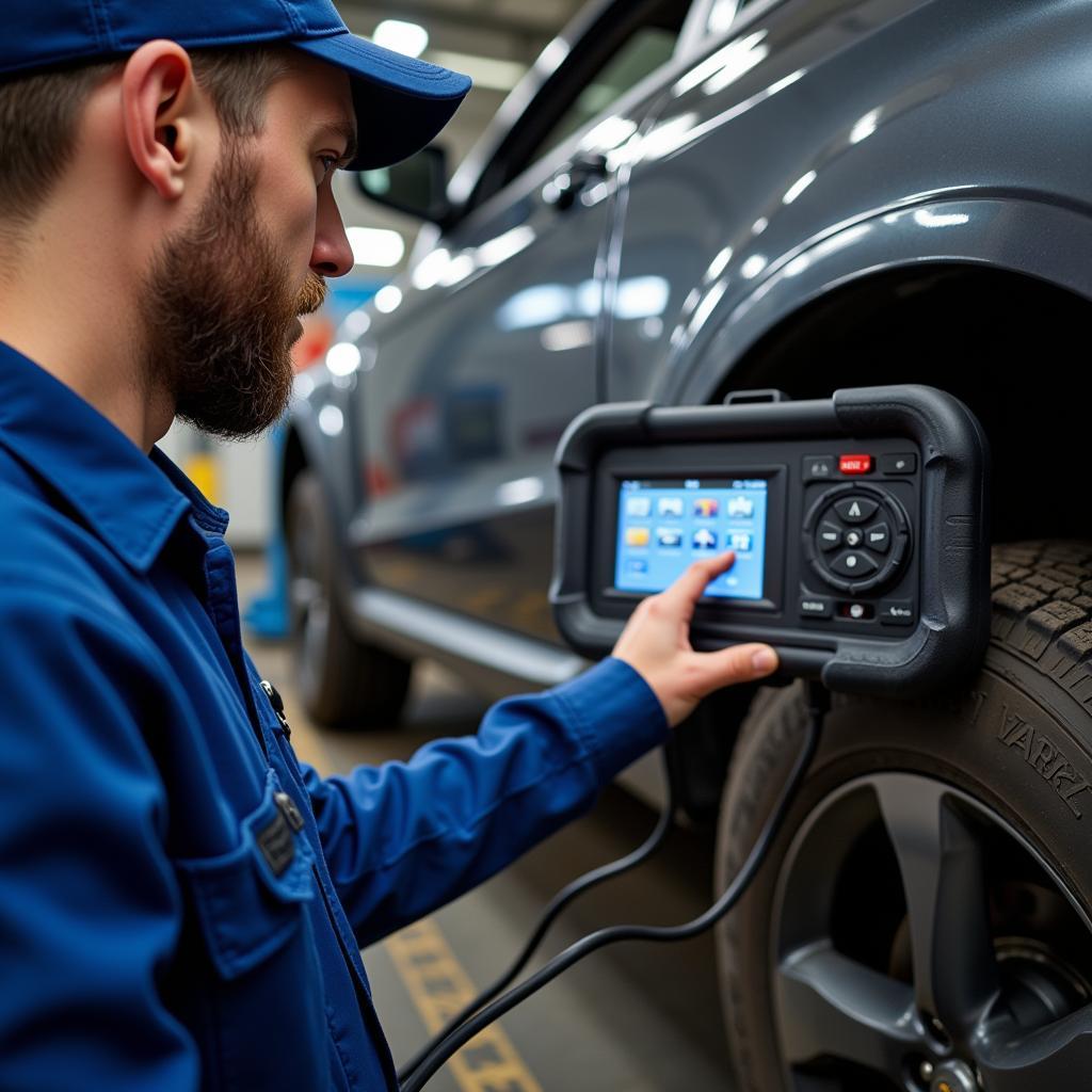 Mechanic Inspecting a Diesel Car