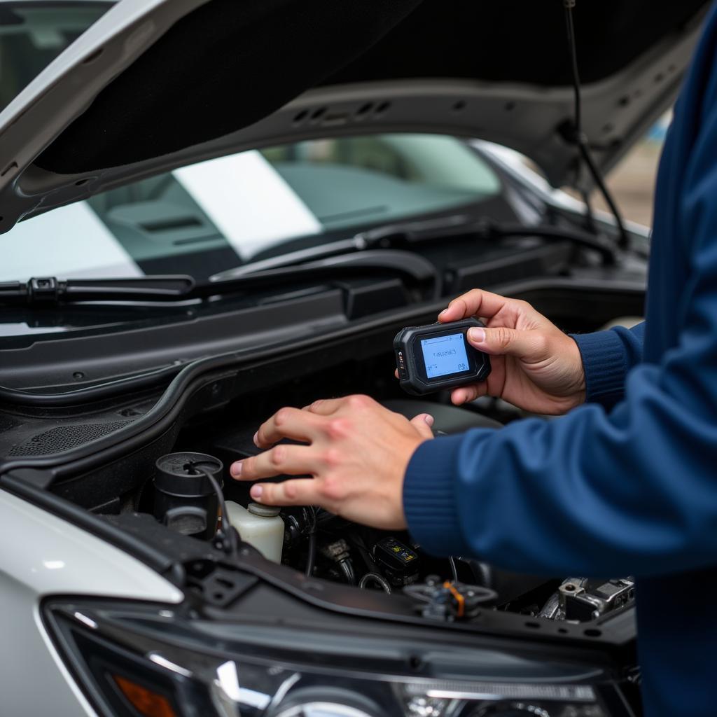 Mechanic Inspecting Car Engine