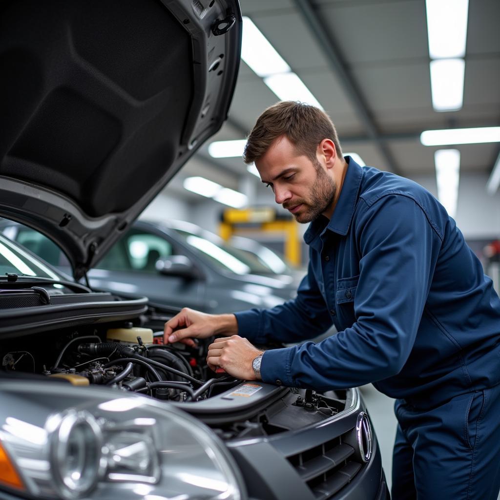 Mechanic Performing a Pre-Purchase Inspection