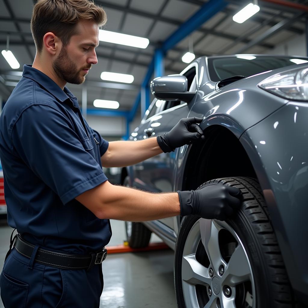 Mechanic Installing OEM Car Part