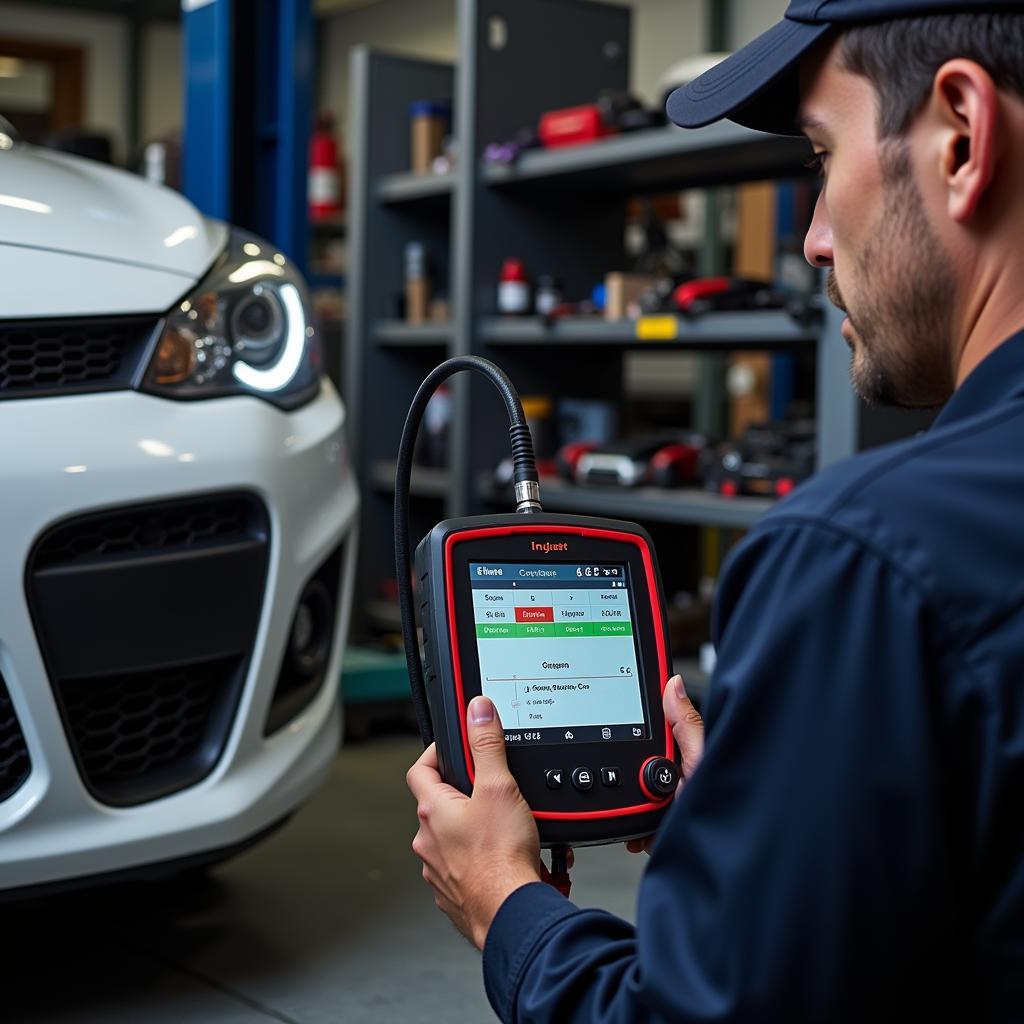 Mechanic Performing At-Home Car Diagnostics