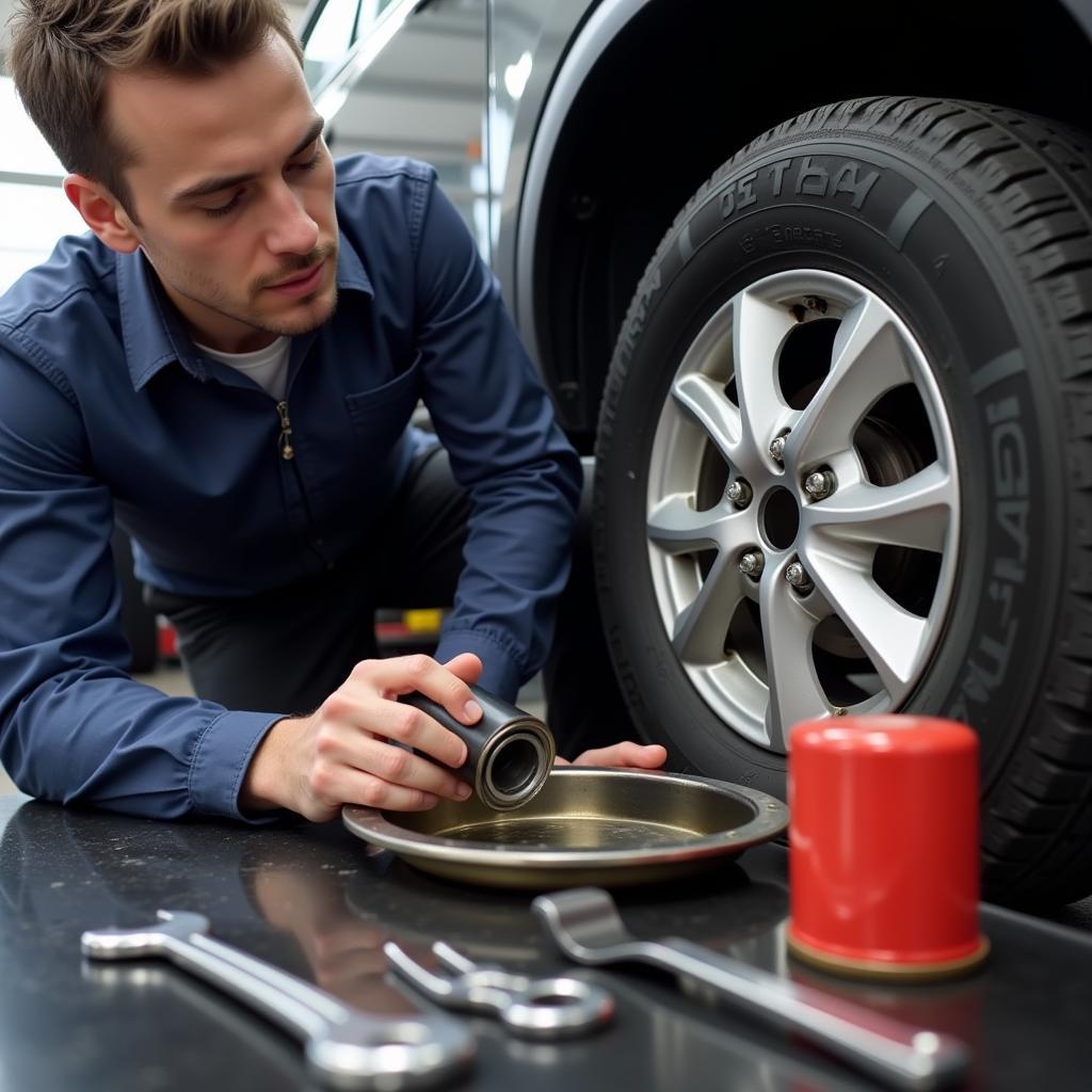 Mechanic Performing Basic Car Service