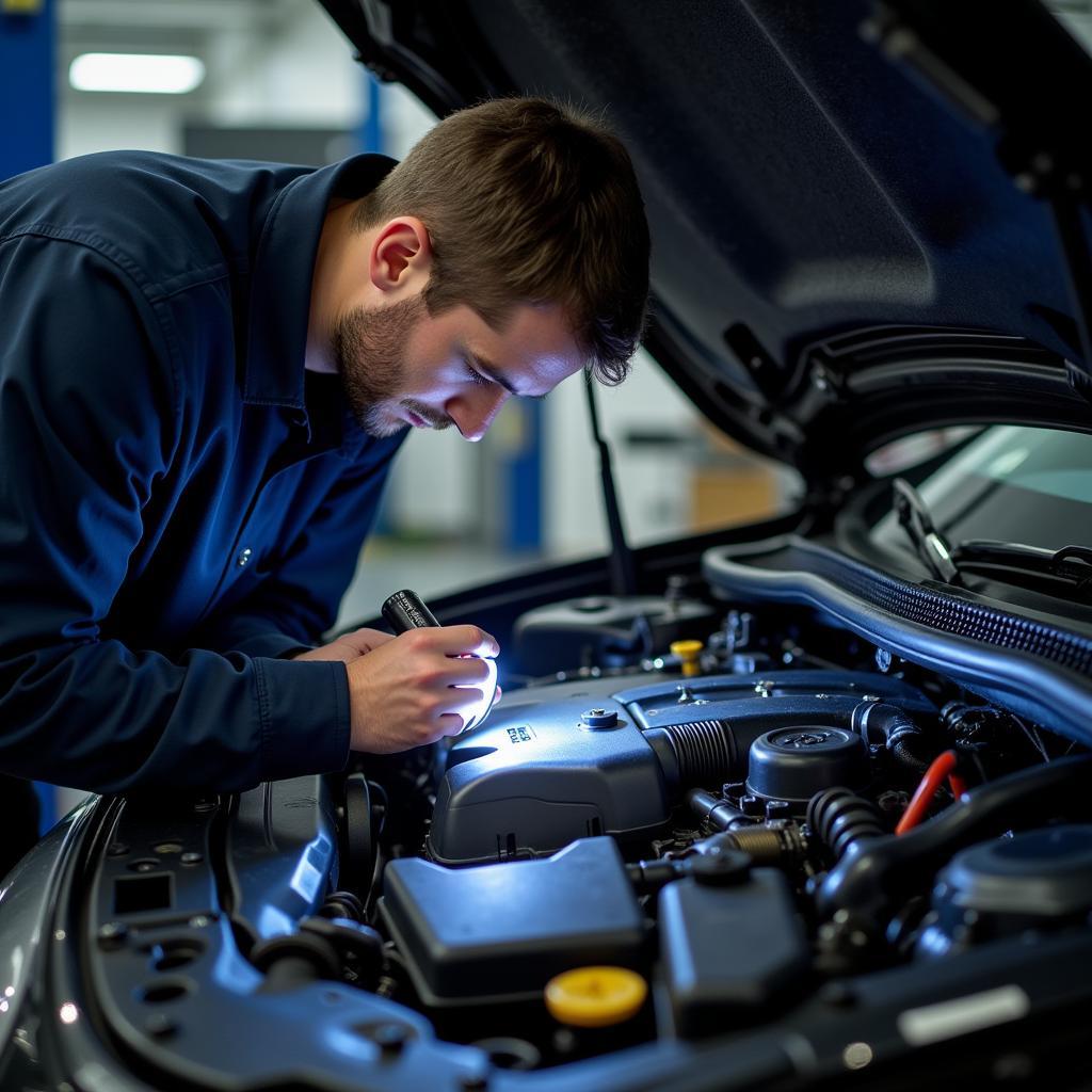 Mechanic Performing a Thorough Car Inspection