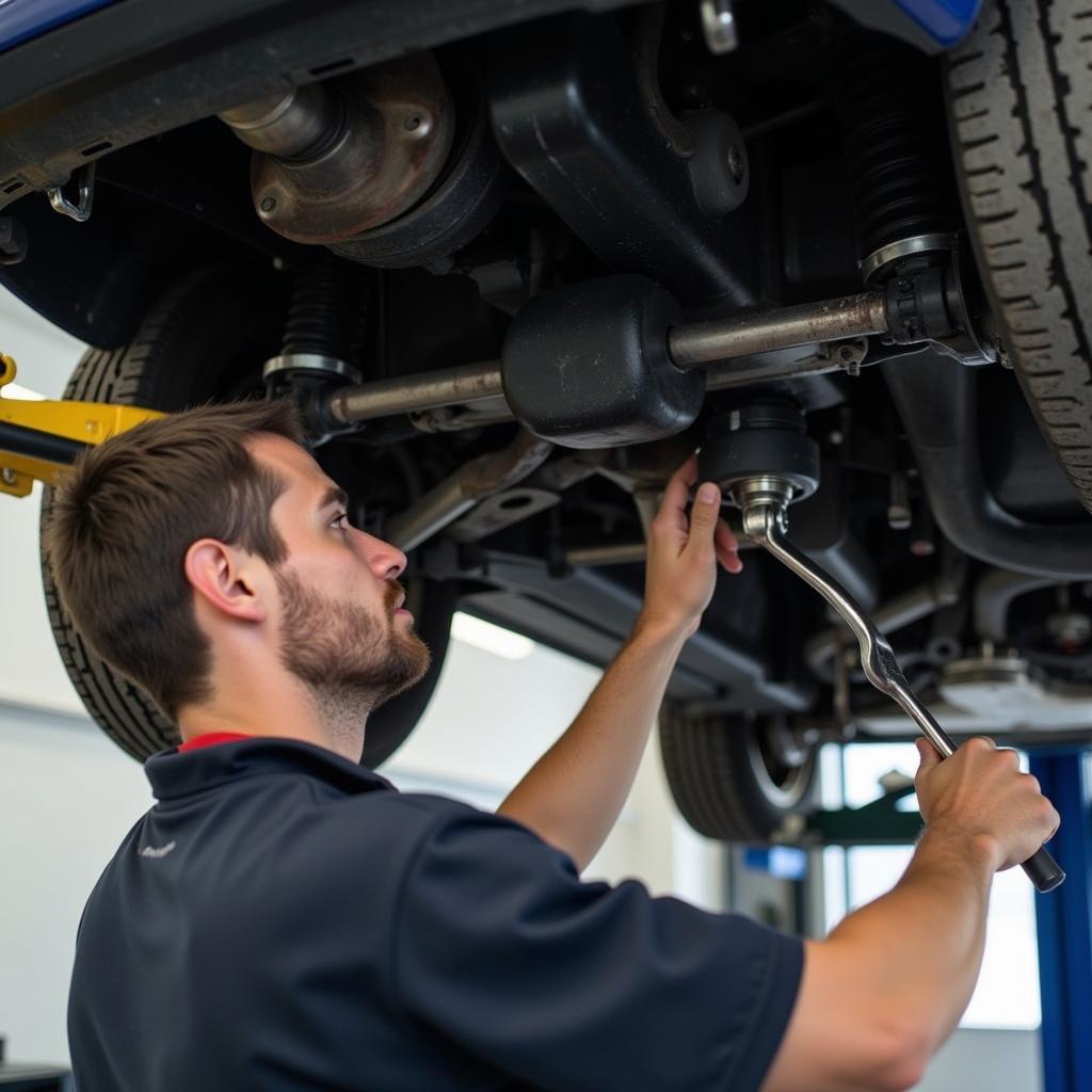 Mechanic Performing Car Maintenance