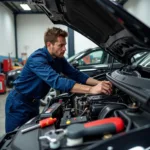 Mechanic Performing a Full Car Service