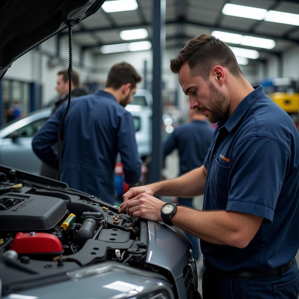 Mechanic Performing Car Service