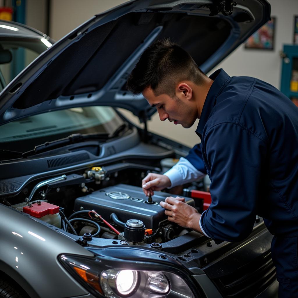 Mechanic Performing Essential Car Repair