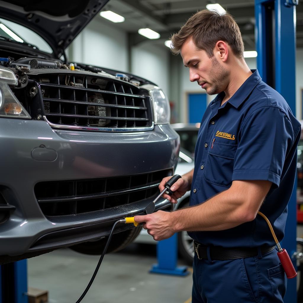 Mechanic Performing an Induction Service