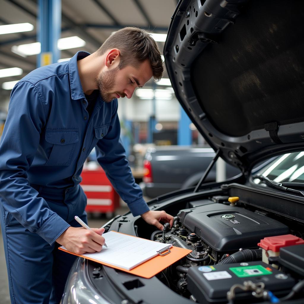 Mechanic Conducting a Thorough Multi-Point Vehicle Inspection