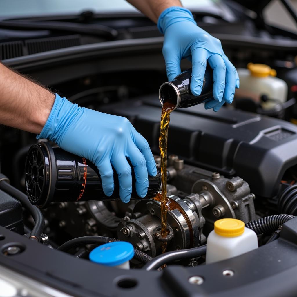 Mechanic Performing an Oil Change