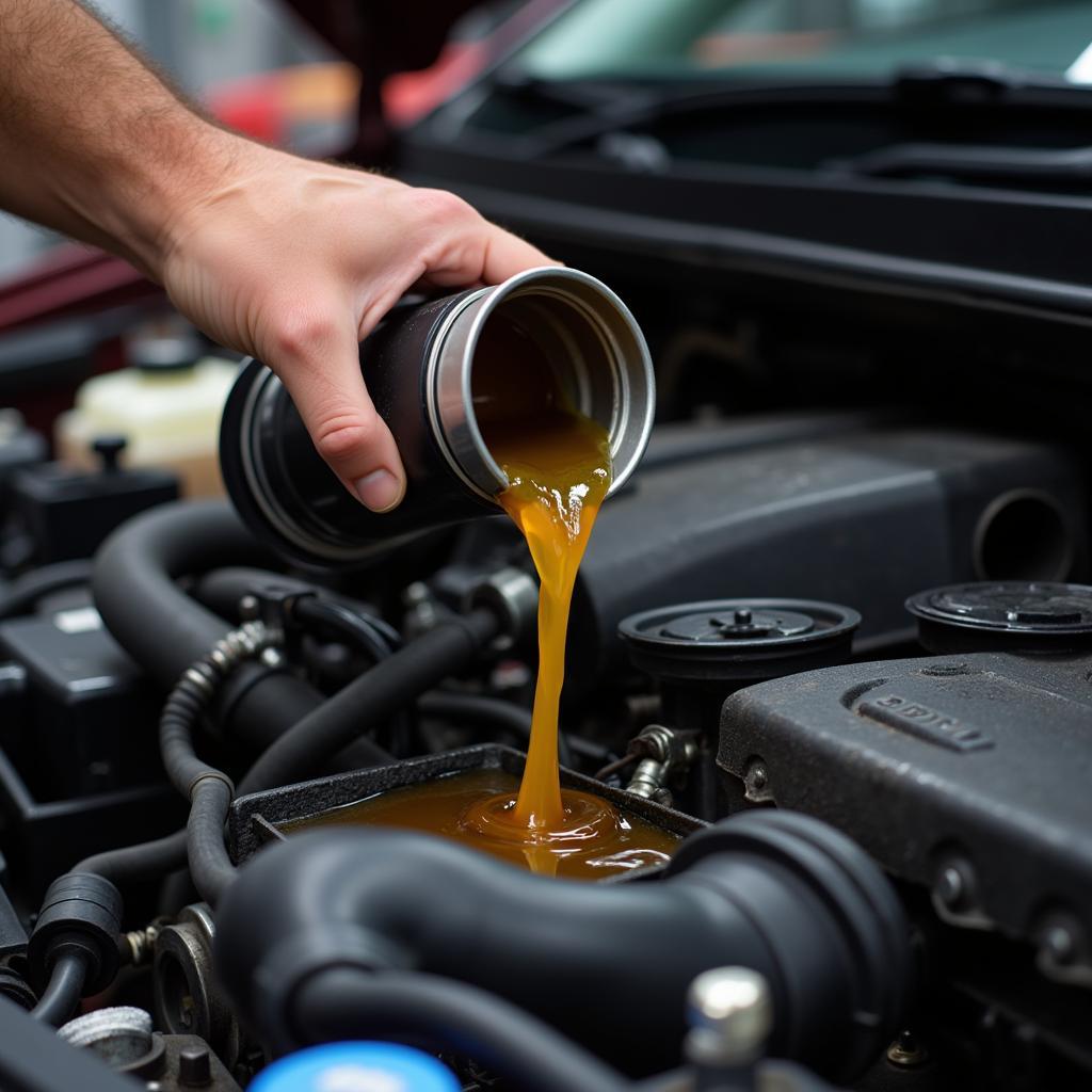 Mechanic Performing an Oil Change