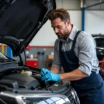 Mechanic Performing Routine Car Maintenance