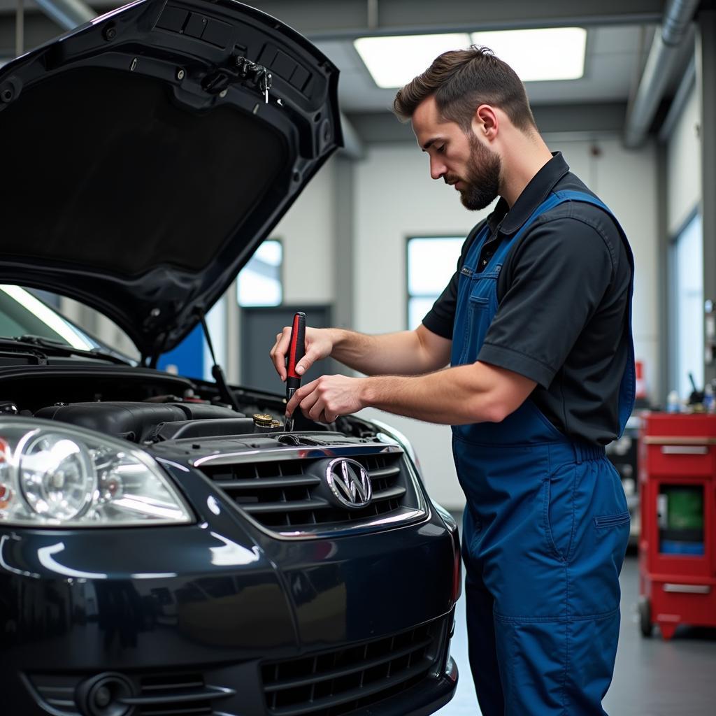 Mechanic Performing Routine Car Maintenance