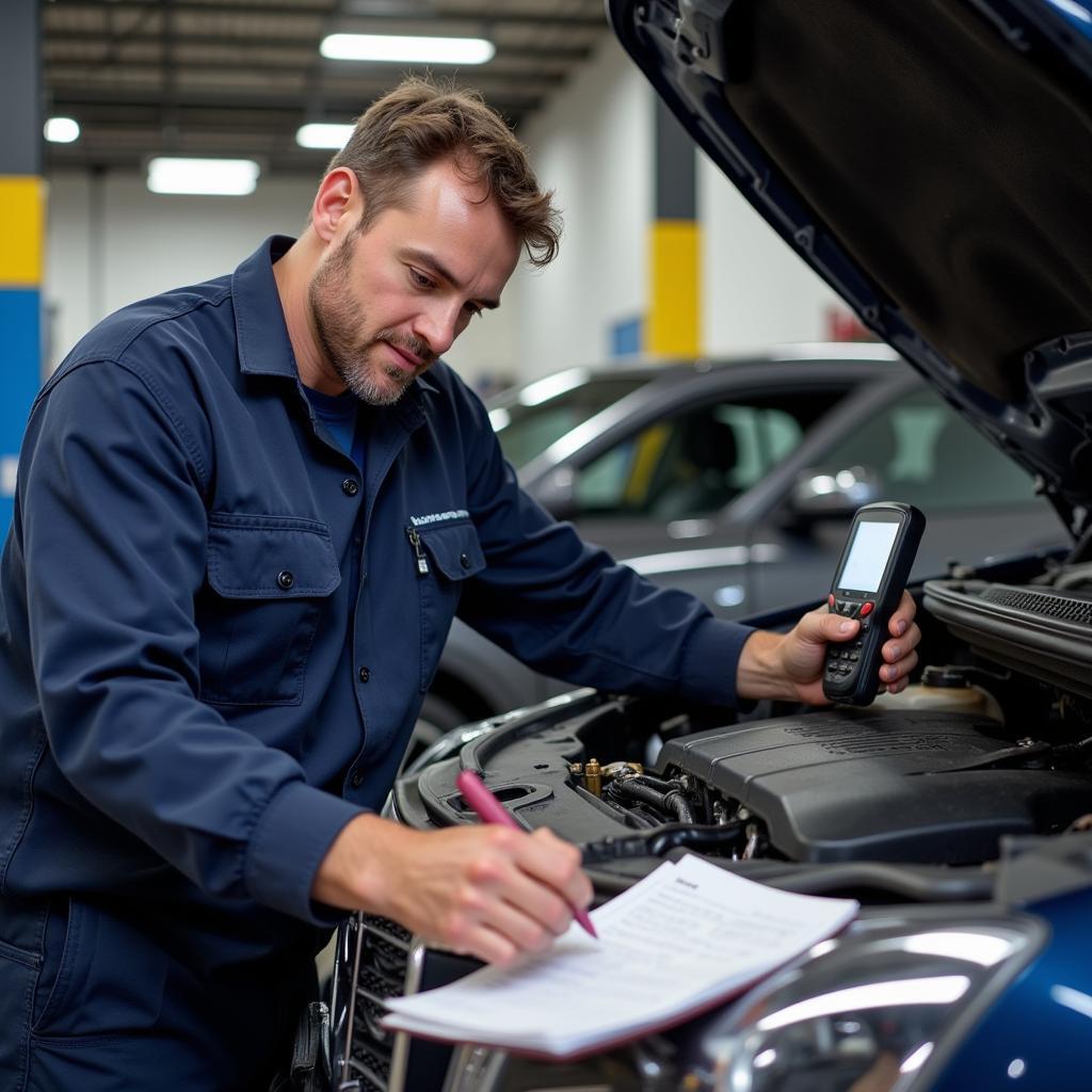 Mechanic Performing a Thorough Vehicle Inspection