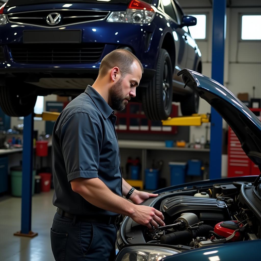 Mechanic Repairing Recalled Car