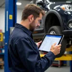 Mechanic Reviewing Car Service History