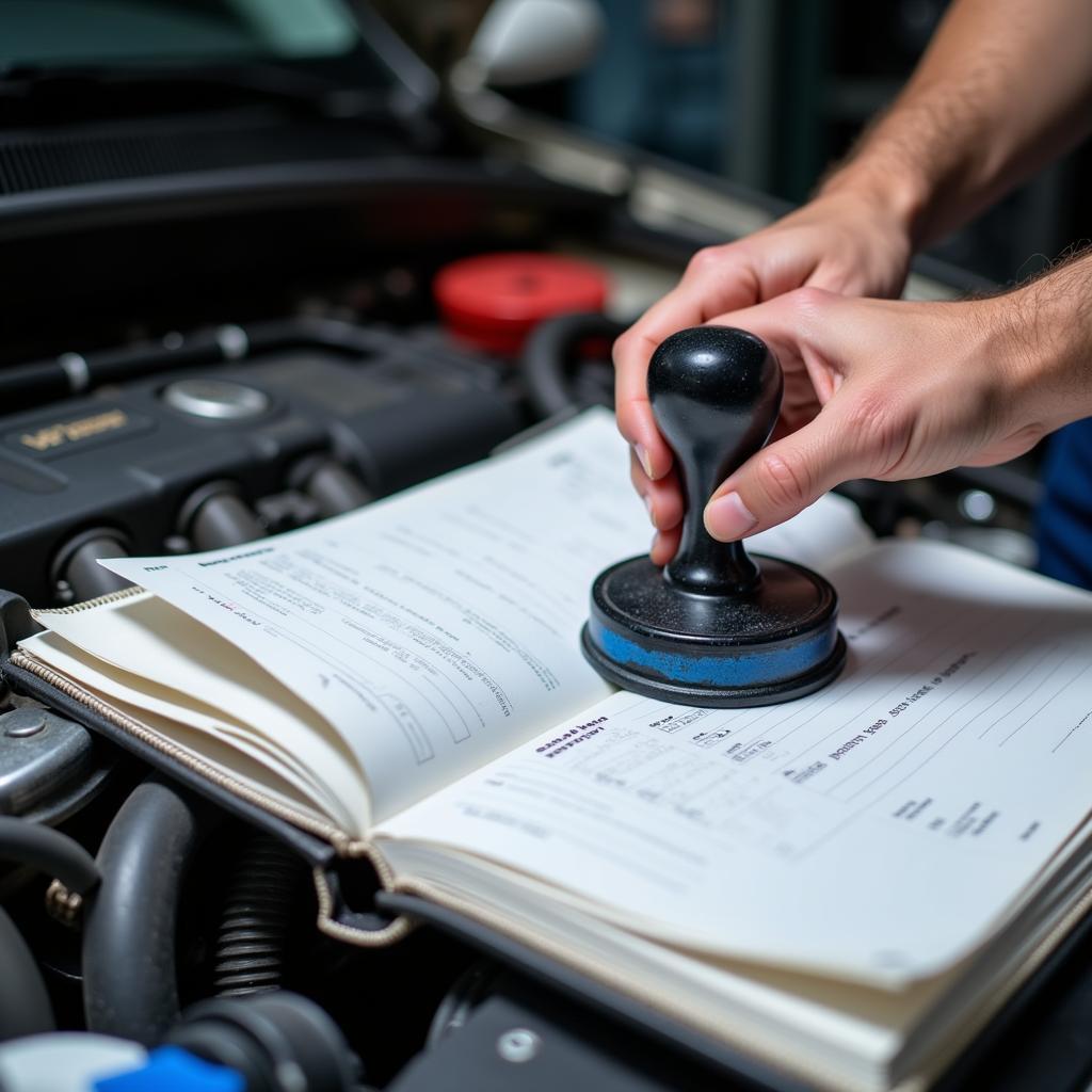 Mechanic Stamping Car Service Book