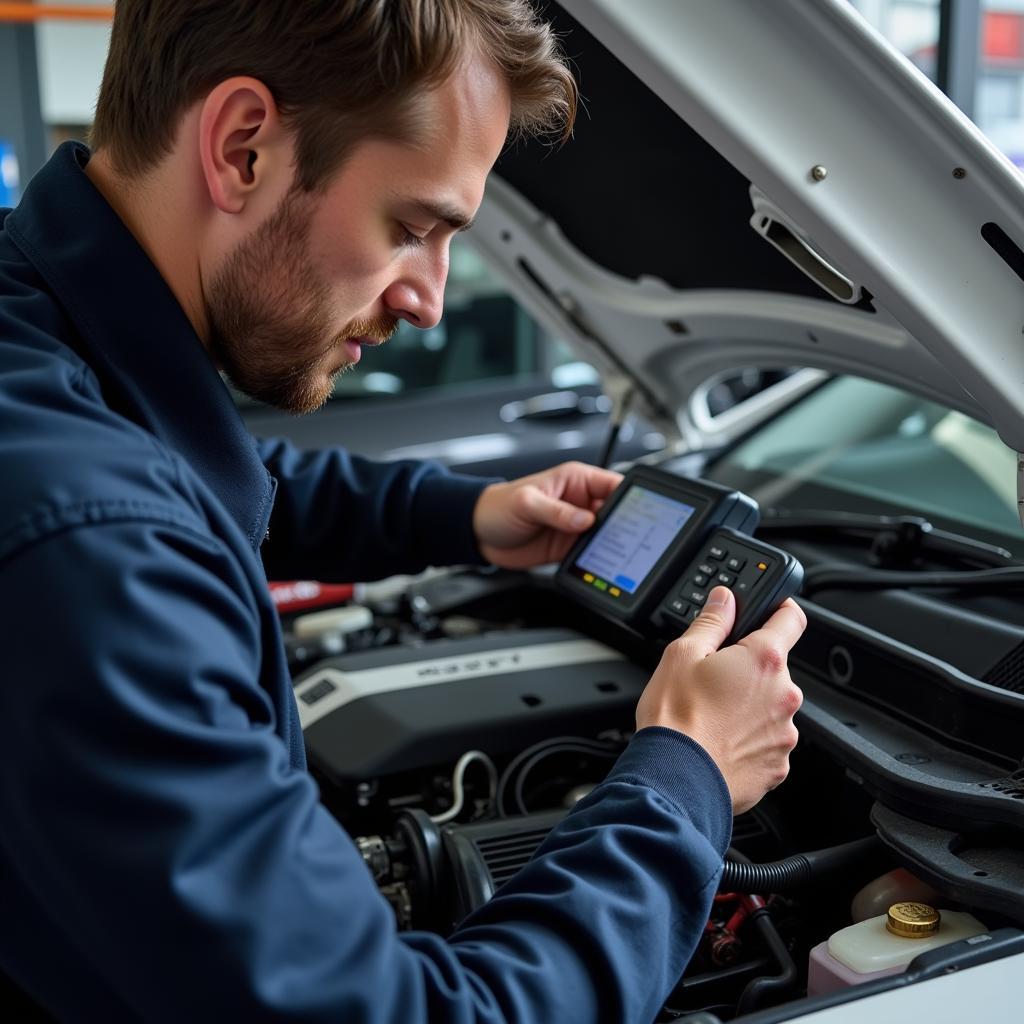 Skilled mechanic conducting engine diagnostics in South Africa