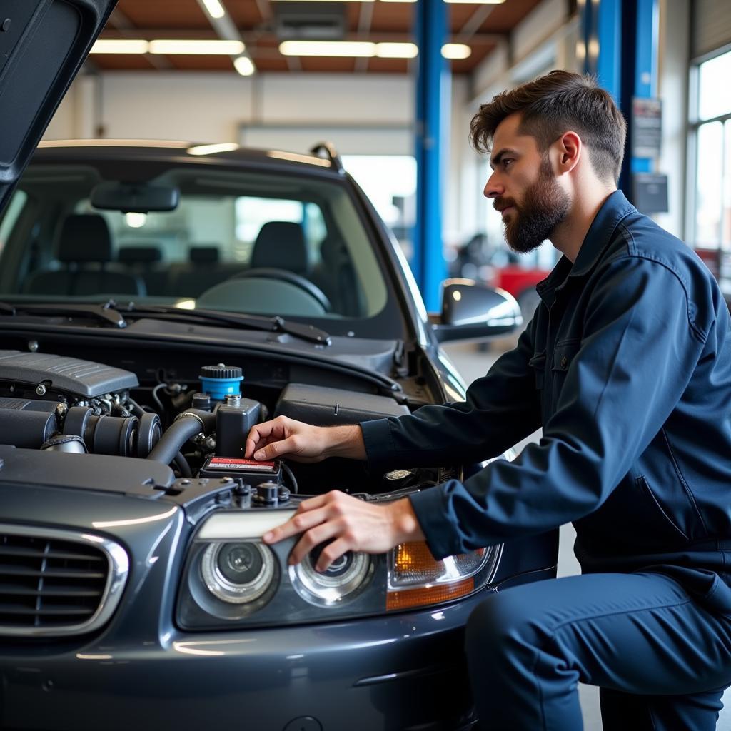 Mechanic Working on a Car