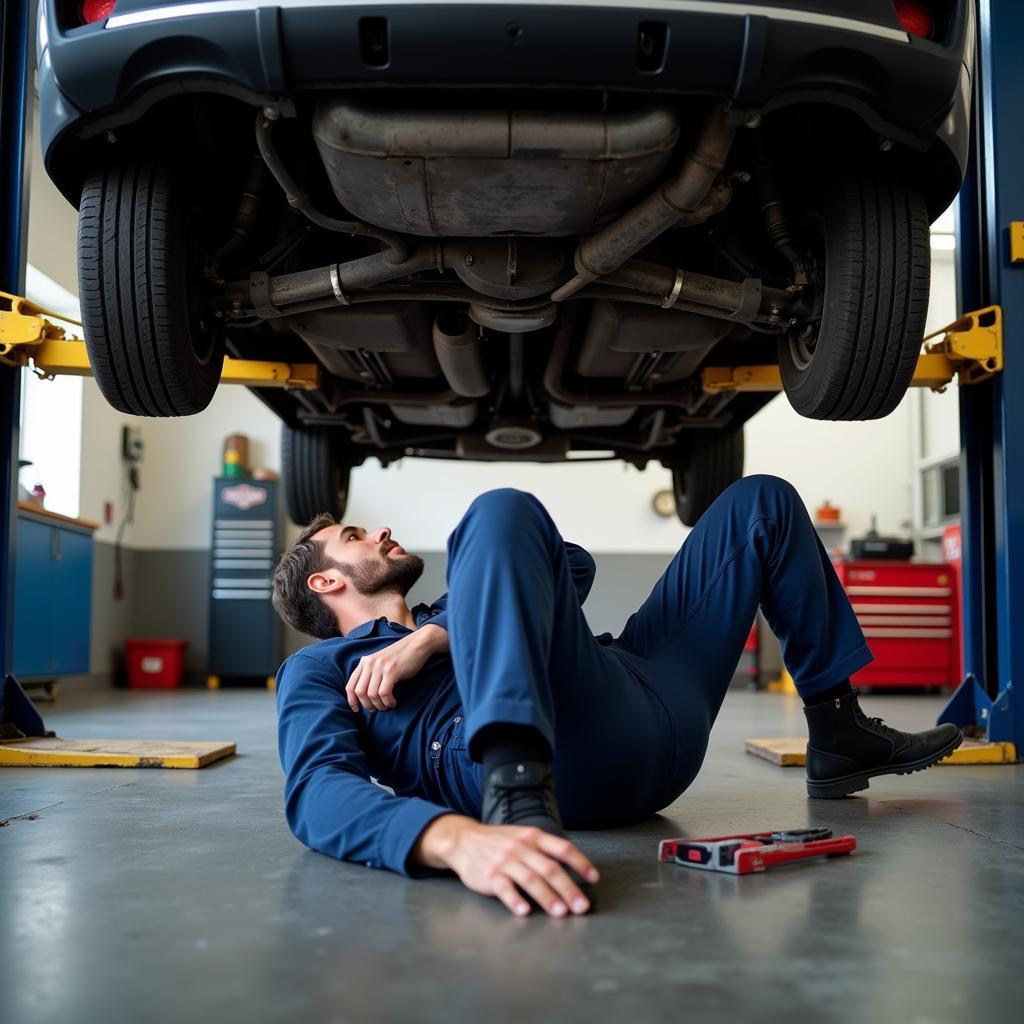 Mechanic Working Under a Car in Eugene Oregon