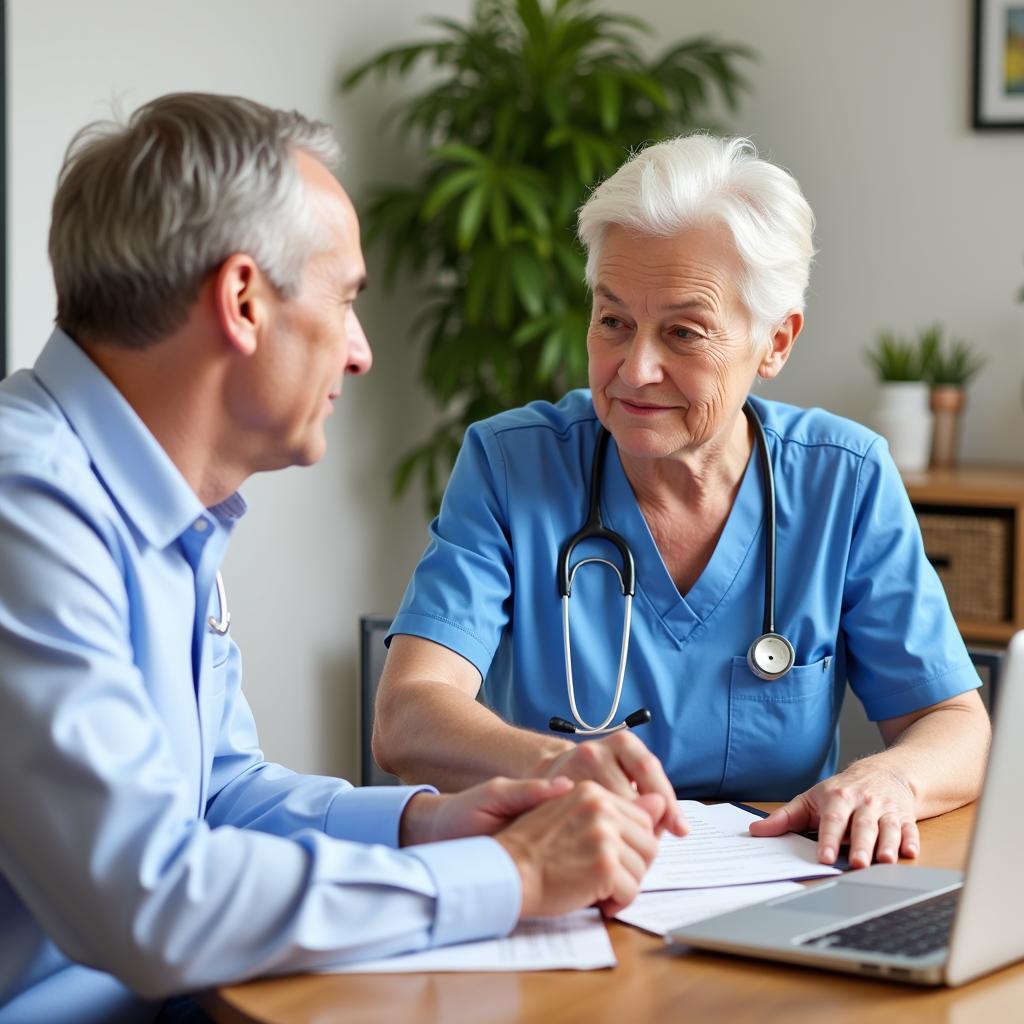 Medicare Home Health Nurse Explaining Coverage