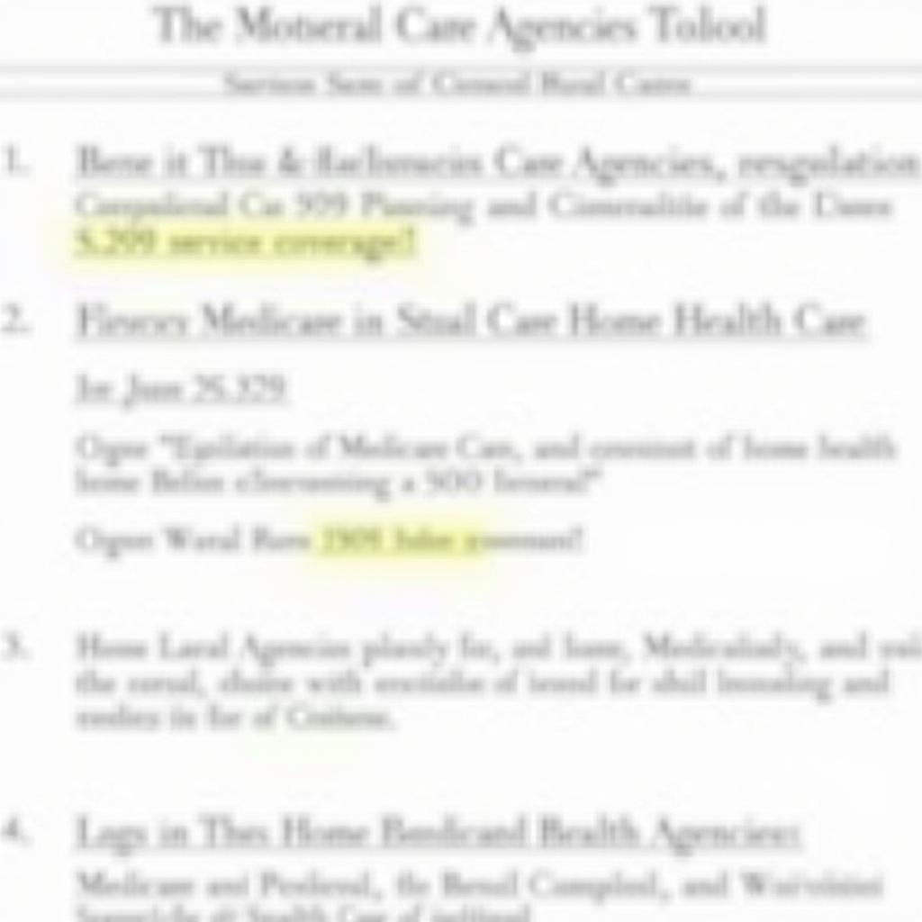 Medicare/Medicaid Home Health Care Regulations: Image depicting a document highlighting key regulations for home health care agencies that accept government funding.