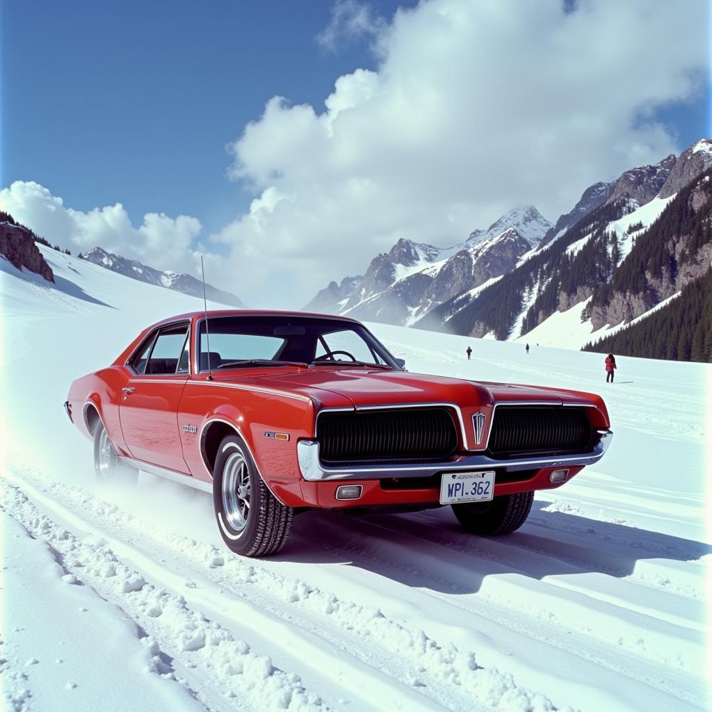 Mercury Cougar XR-7 snow chase scene in On Her Majesty's Secret Service