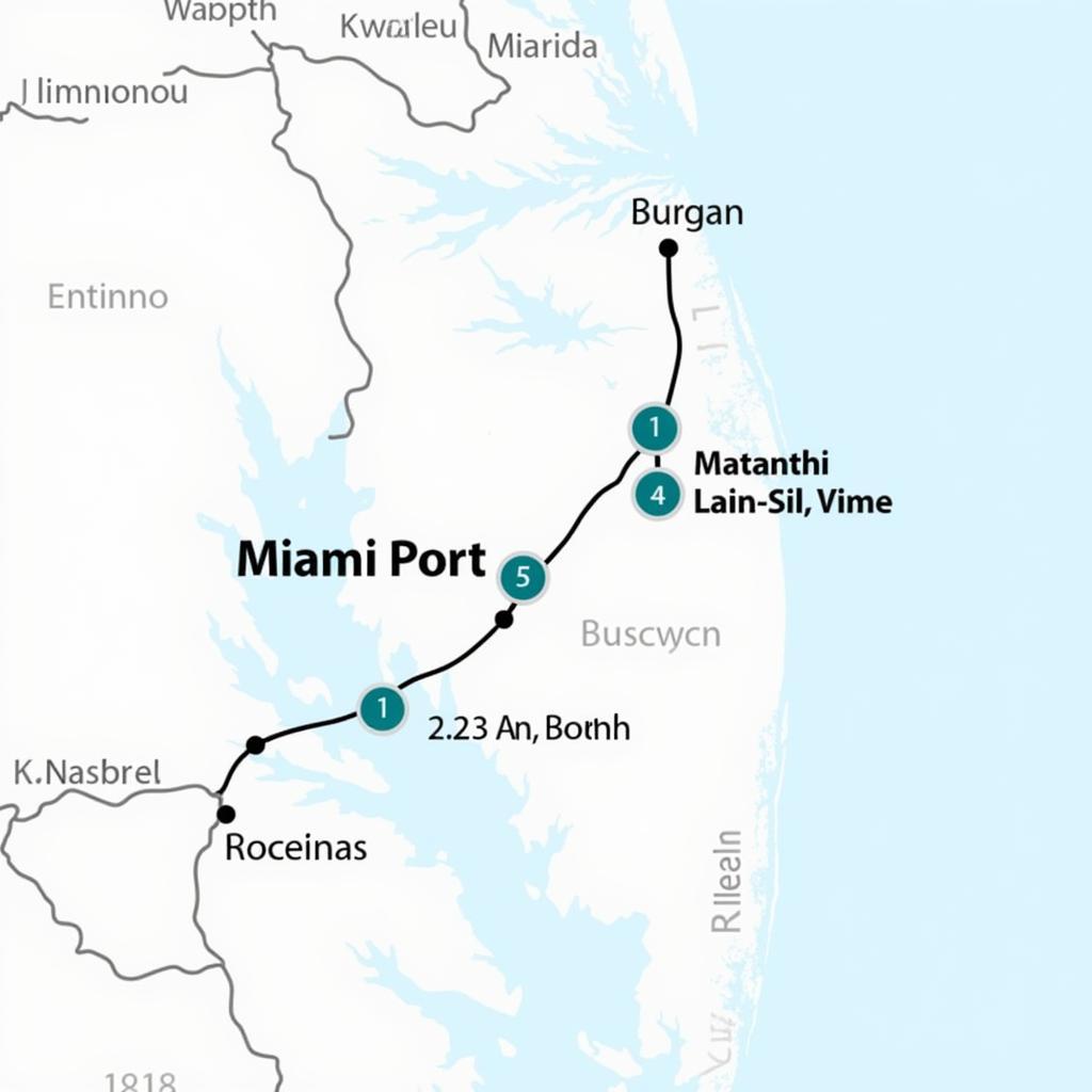 Map showing route from Miami Port to Hialeah