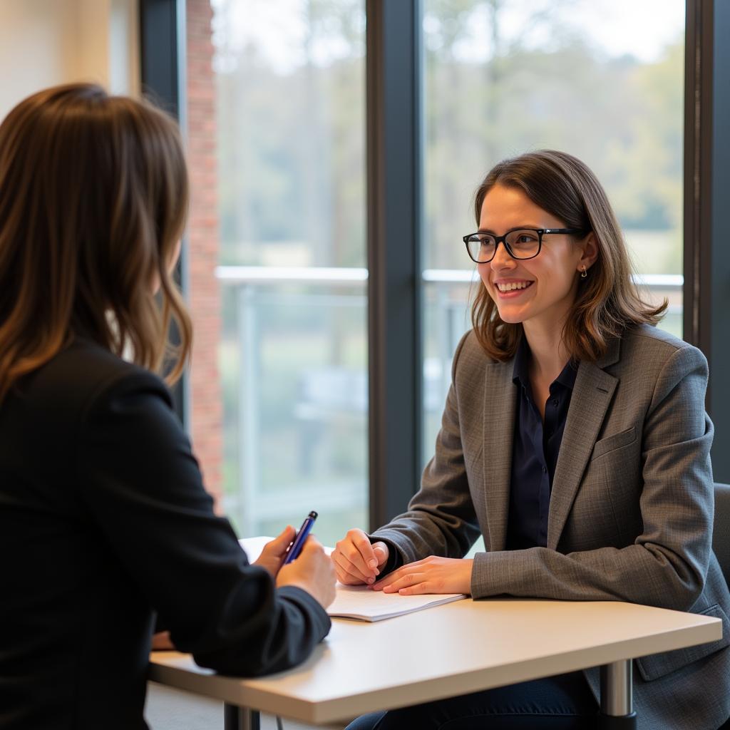 Student preparing for a mock interview