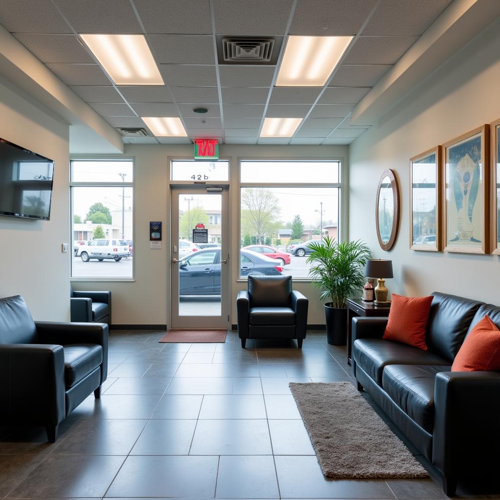 Modern Car Service Center with Comfortable Customer Lounge