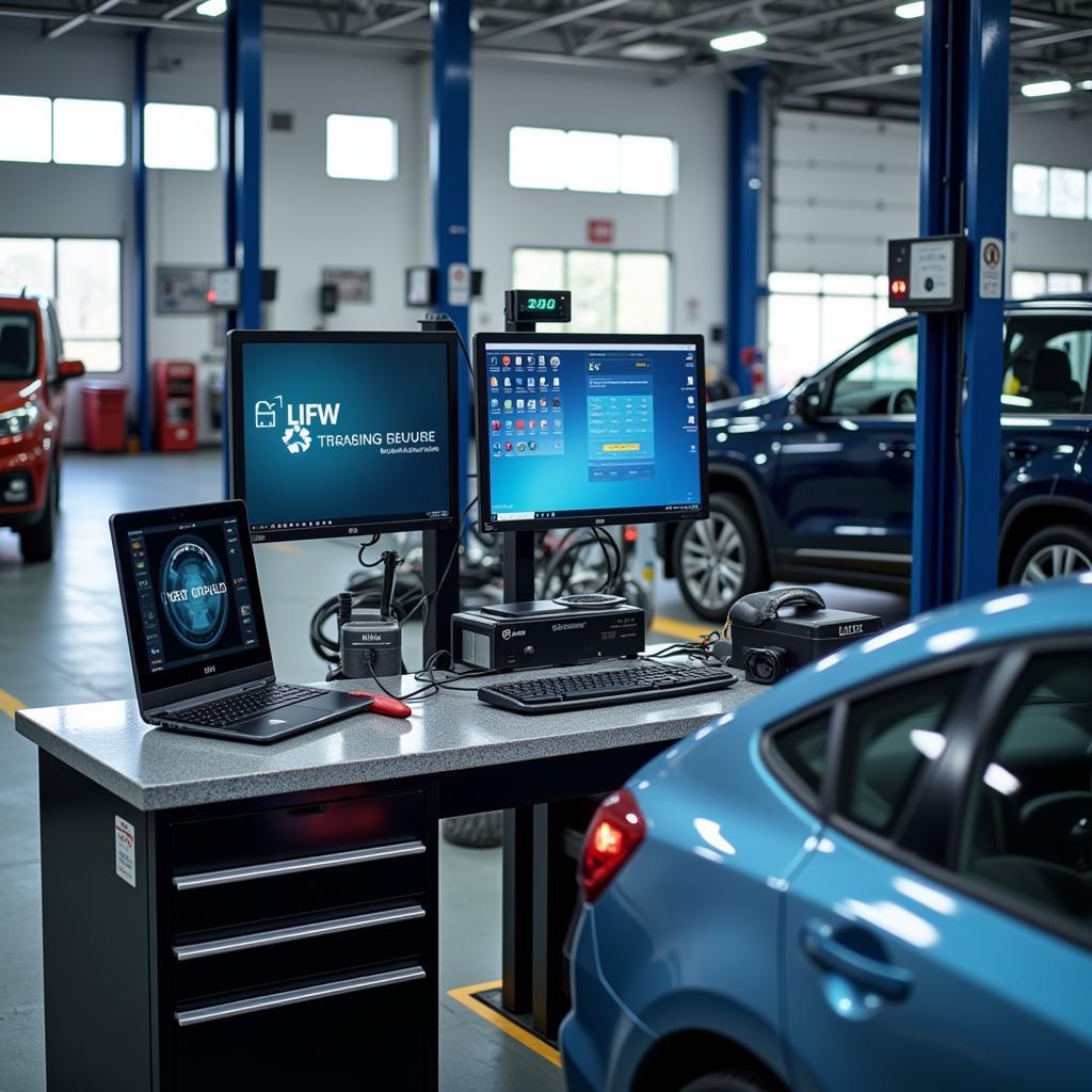 Modern Diagnostic Equipment in a Car Service Garage