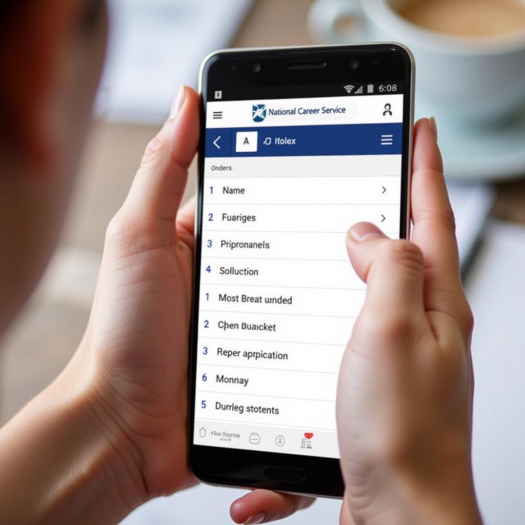 Accessing the National Career Service A to Z Index on Mobile
