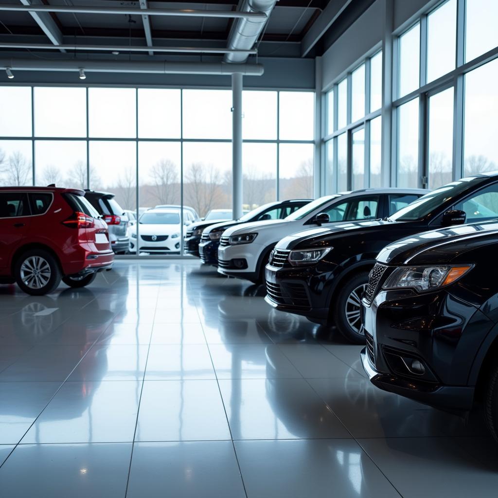 New Cars Displayed at a Dealership