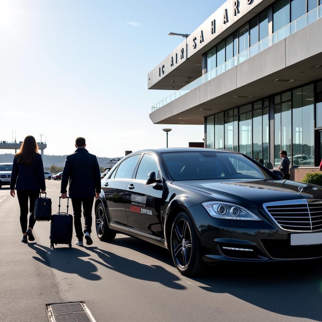 Seamless Airport Transfer from Nice to Monaco: A private car awaits passengers outside Nice Airport.