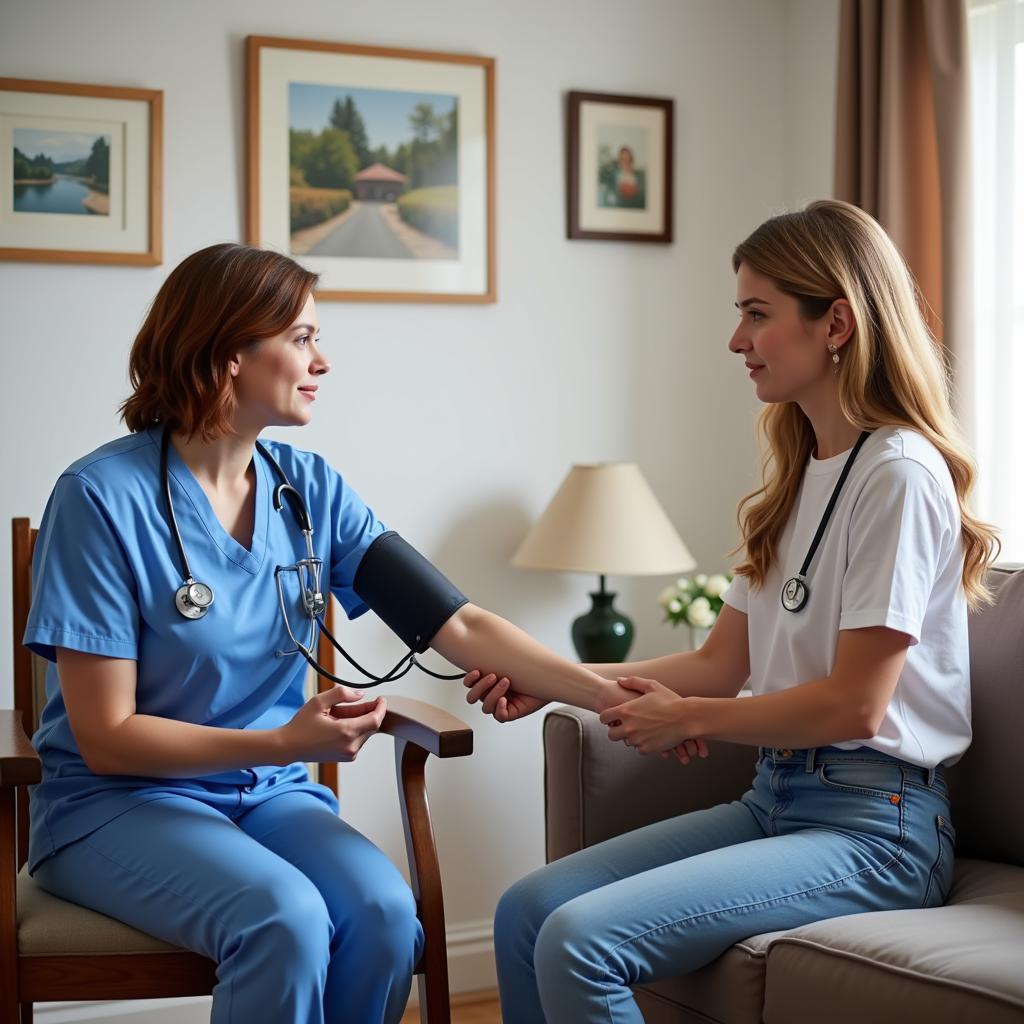 Nurse Providing Home Health Care to Patient