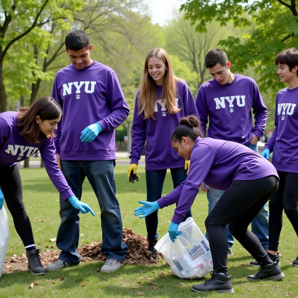 NYU Students Participating in a Community Cleanup