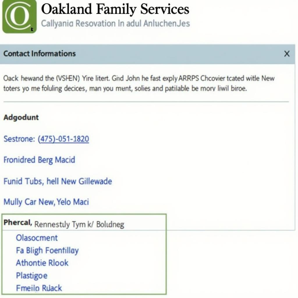 Oakland Family Services Child Care Contact Information