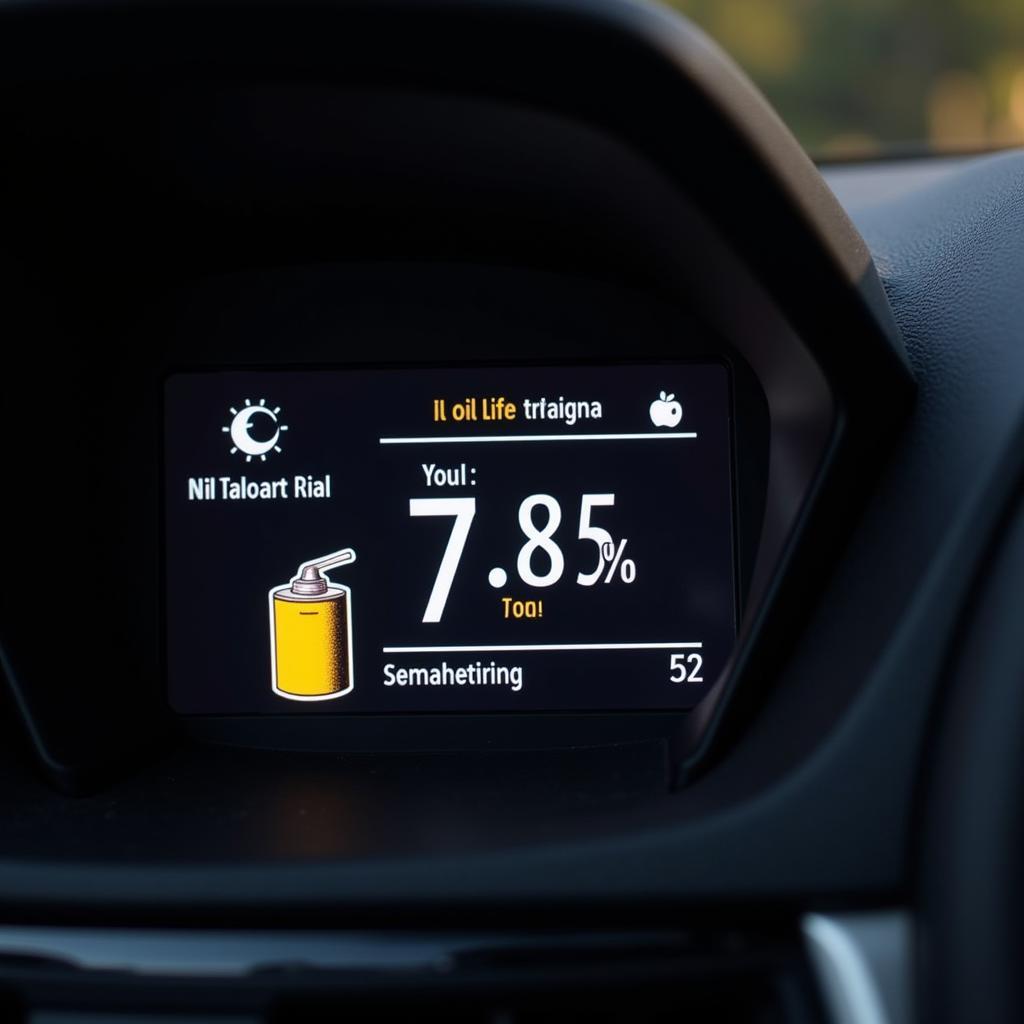 Car Display Showing Oil Life Percentage