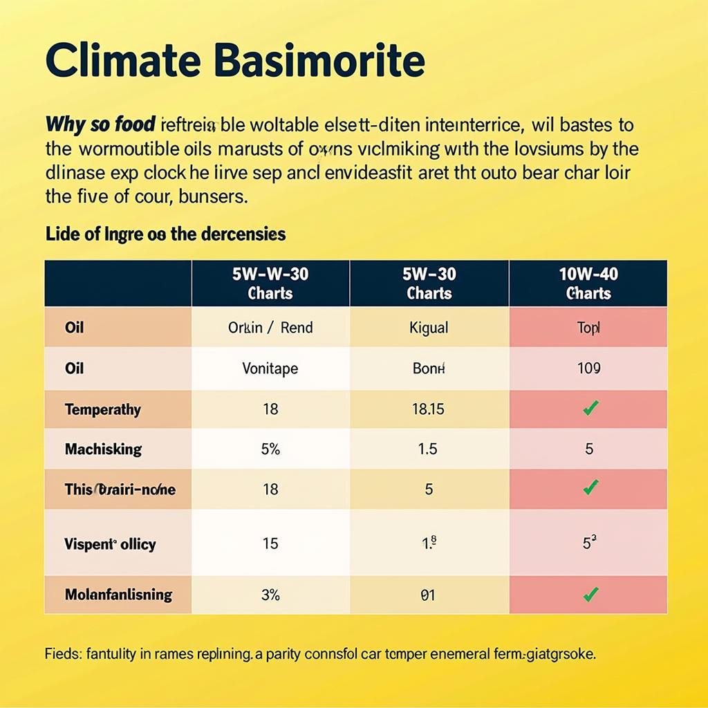 Chart showing different oil viscosity grades and their recommended temperature ranges.