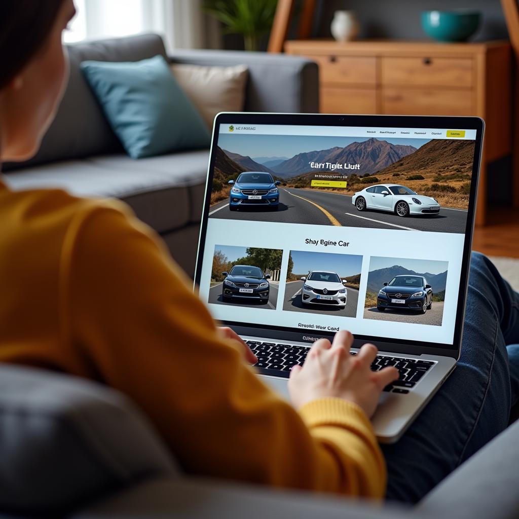 Person browsing cars online on a laptop