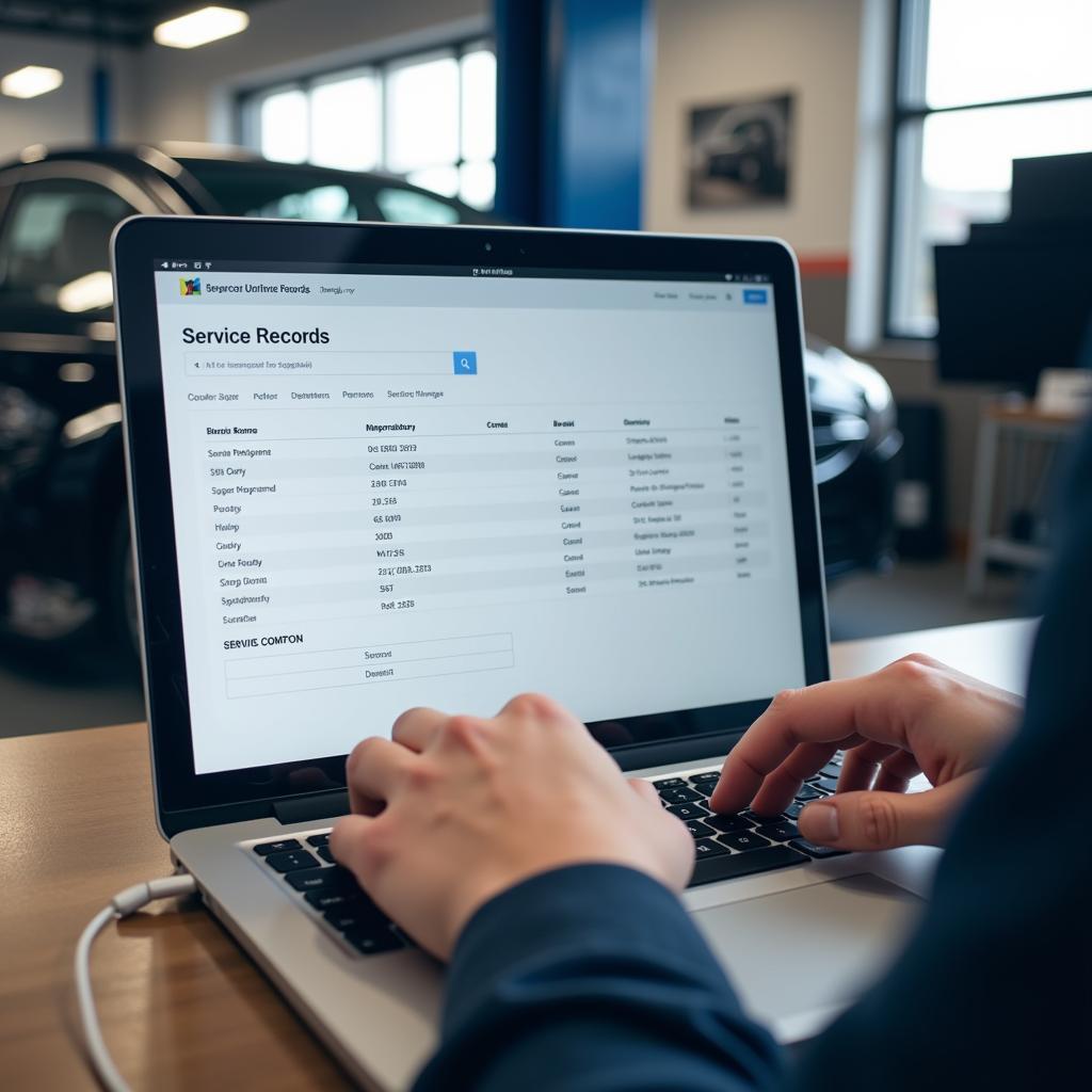 Accessing online car service records database