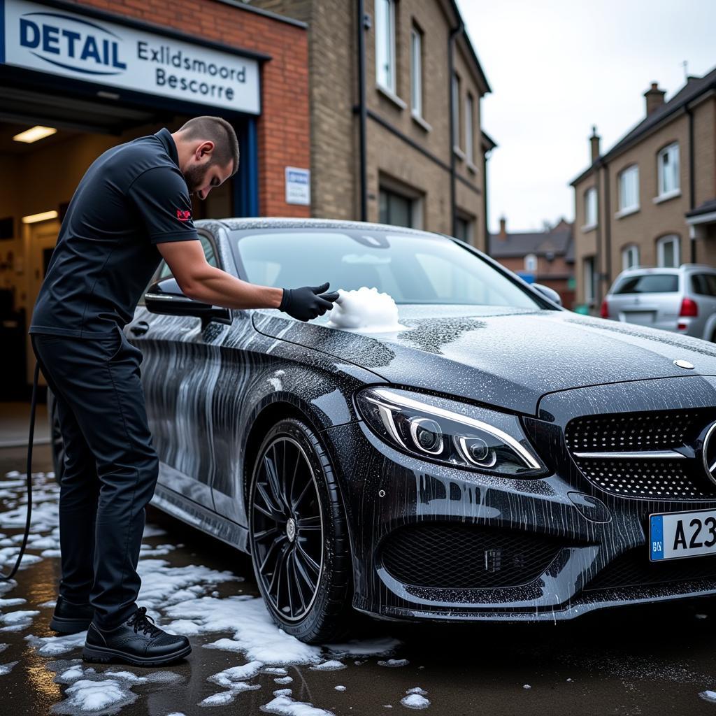 Professional car detailing service in Oxford performing an exterior wash