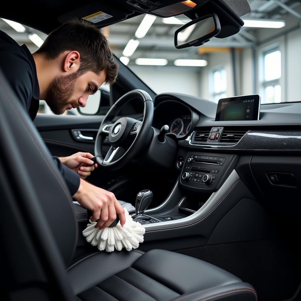 Professional car detailing service in Oxford deep cleaning a car's interior