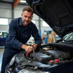 Mechanic Repairing a Car