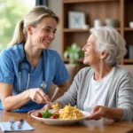 Patient Care Assistant Helping Elderly Patient