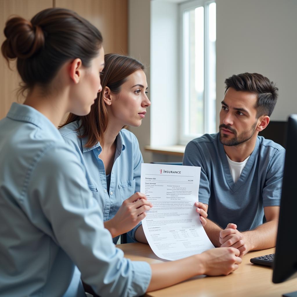 A patient discussing a medical bill with an insurance representative.