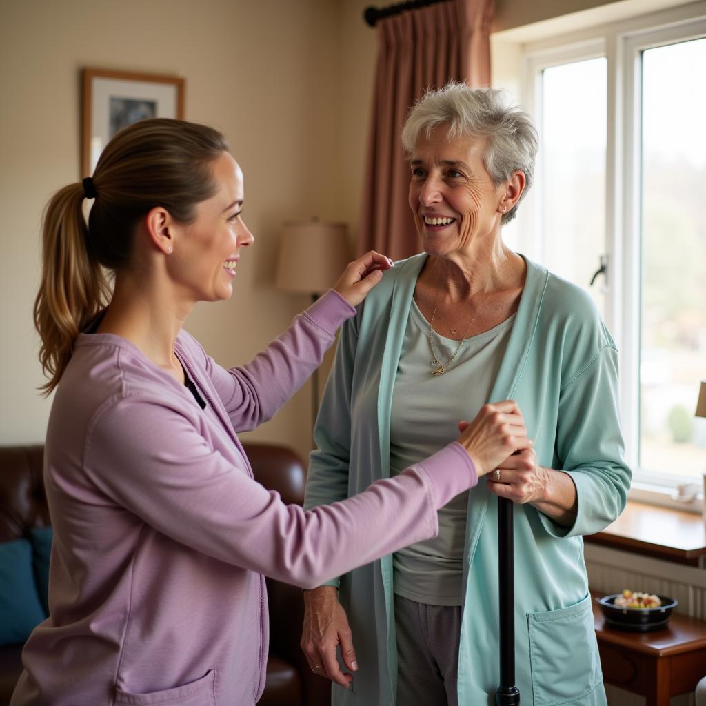 Physical Therapist Assisting Senior at Home