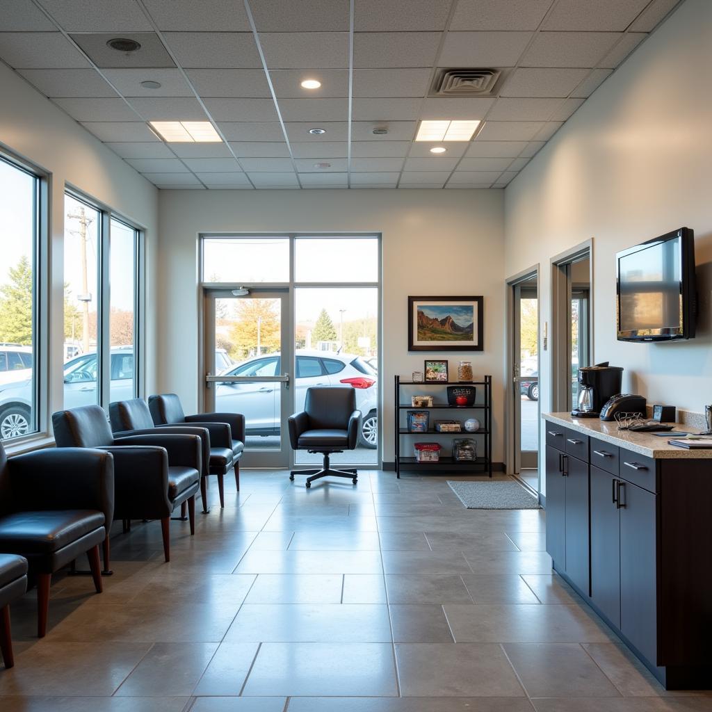 Comfortable waiting area at a Plymouth car service center