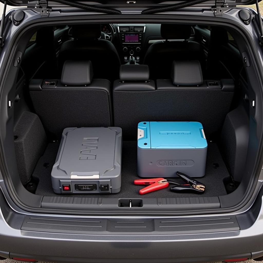 Portable Jump Starter in Car Trunk